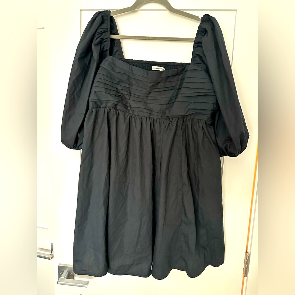 NWT Abercrombie & Fitch Emerson Poplin Puff Sleeve Mini Dress XL Tall